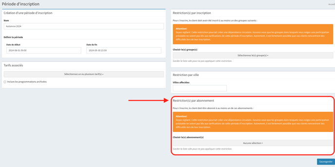 restriction abonnement inscription